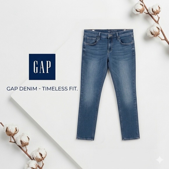 GAP Denim - Gap Girlfriend Denim Cropped Jeans Medium Wash Blue Denim Slim Fit Women Pant 2R
